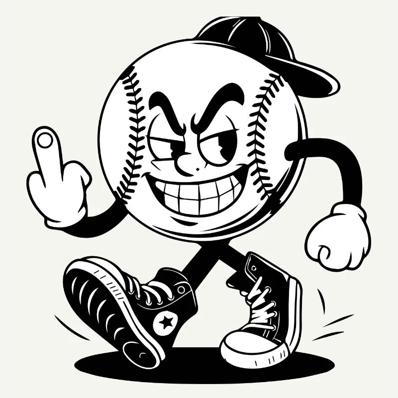Baseball mit einem selbstbewussten
