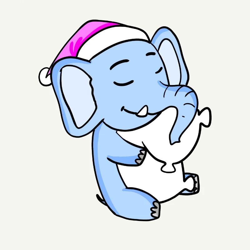 Elephant with pillow and sleeping cap