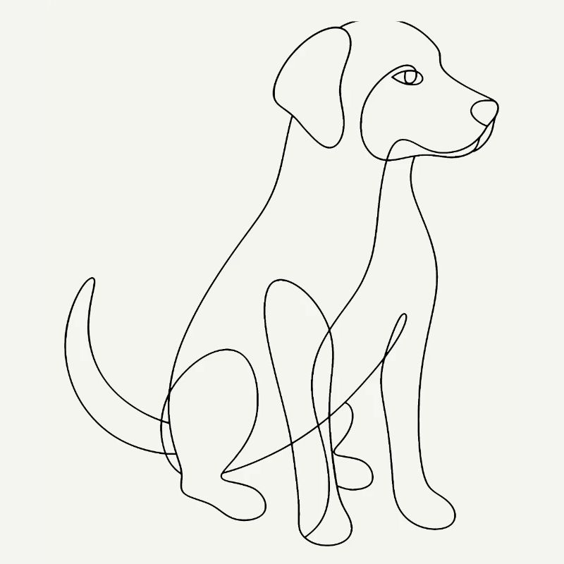 One Line Drawing - Dog