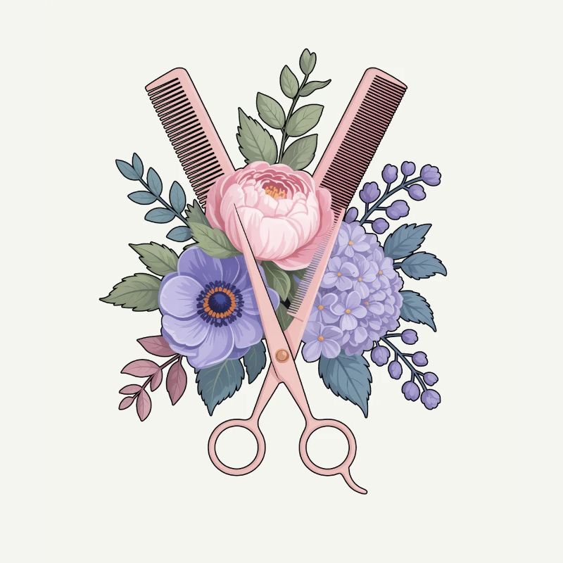 Coiffeur Ciseaux Peigne Fleurs