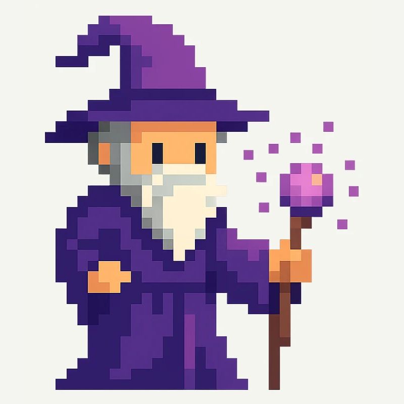 Pixel wizard dans le scintillement violet