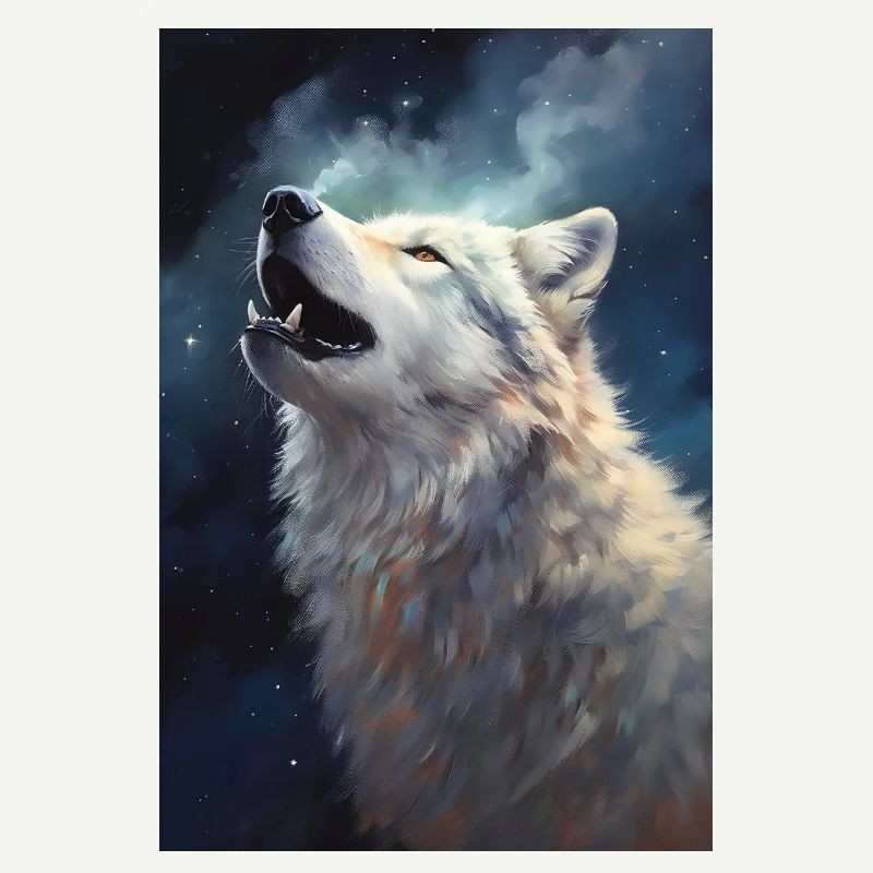 Howling white wolf