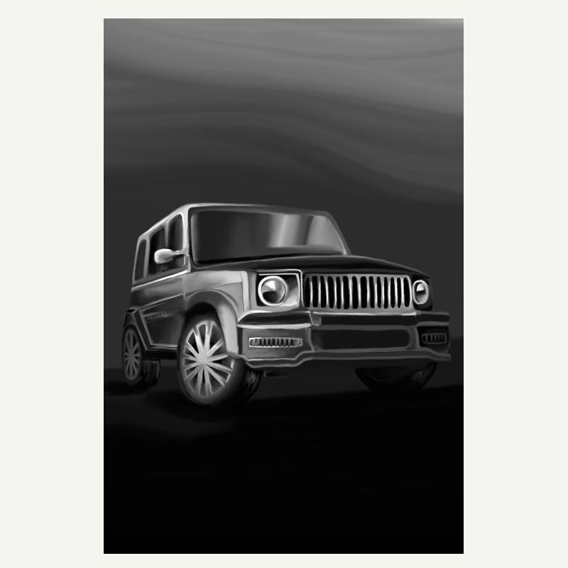 Impression d’art SUV noir et blanc