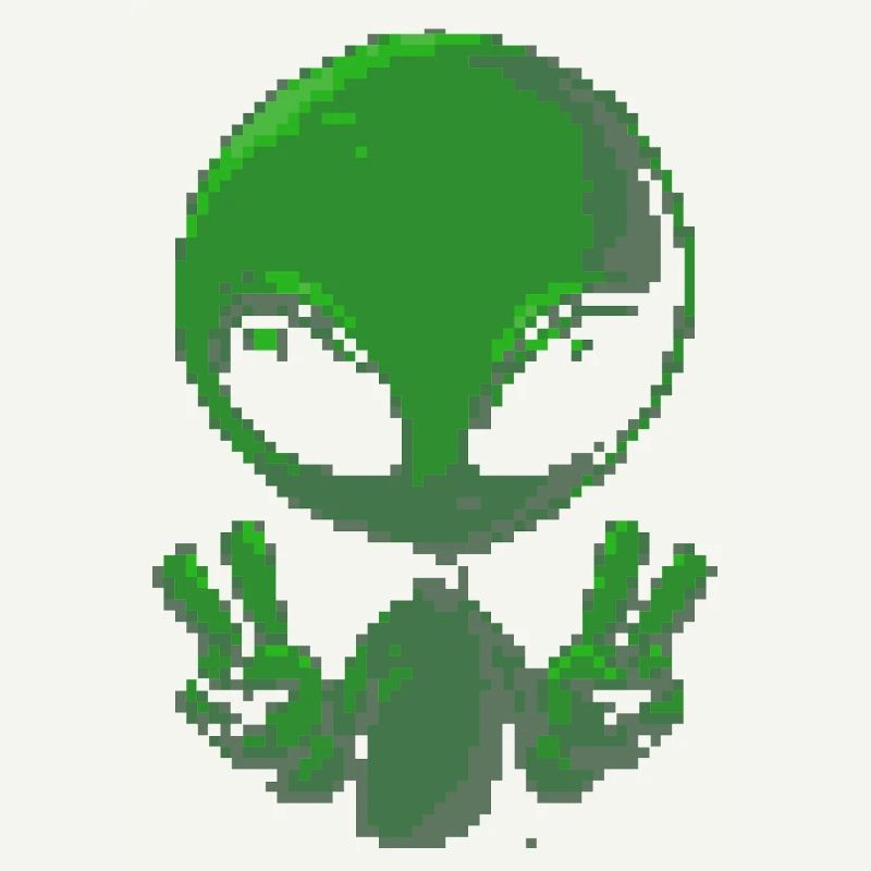 Pixel Alien Friedenszeichen