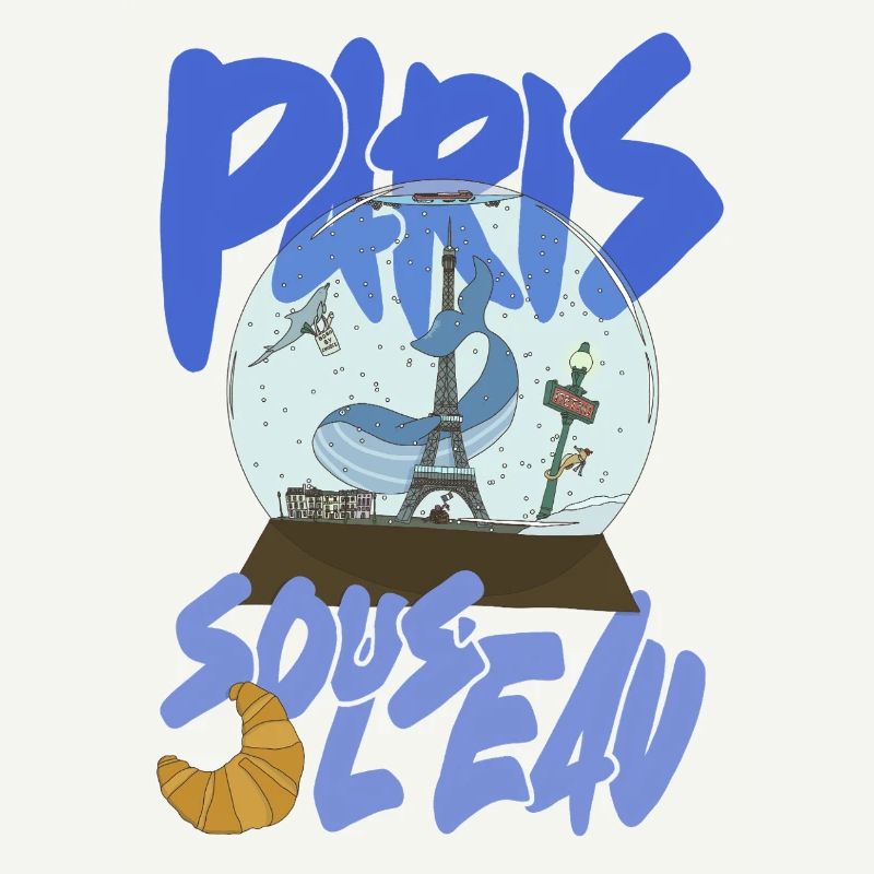 Paris Snowglobe Blue - Eiffel icon