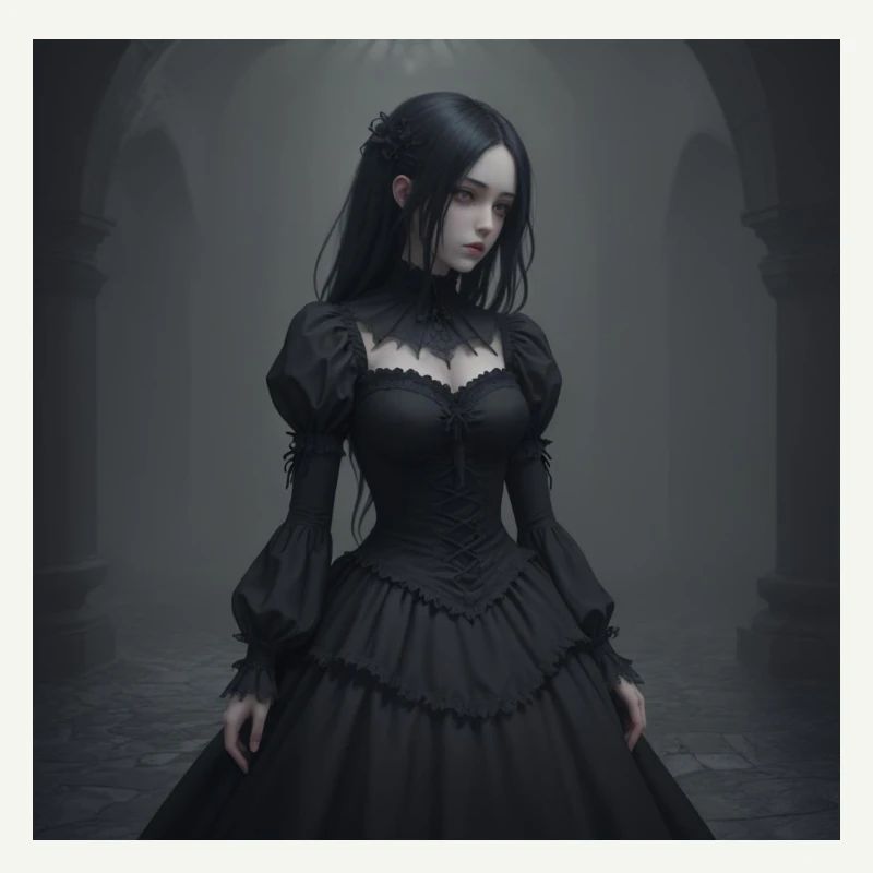 Gothic Viktorianisches Schwarzkleid