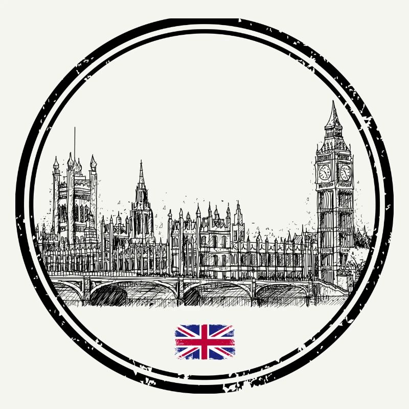 Tiny Union Jack Accent on Black