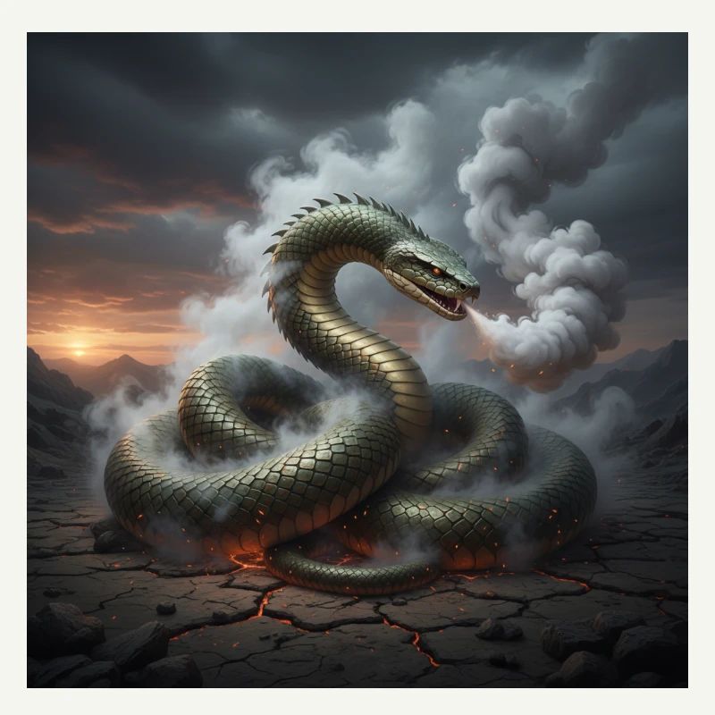 Serpent dans le champ de lave