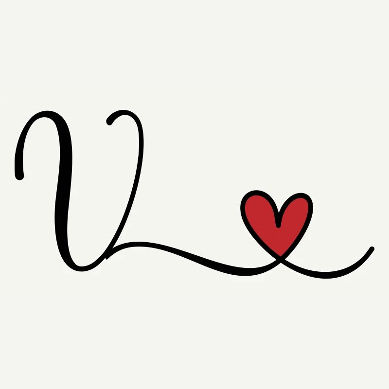 Buchstabe V Monogramm Initiale Herz