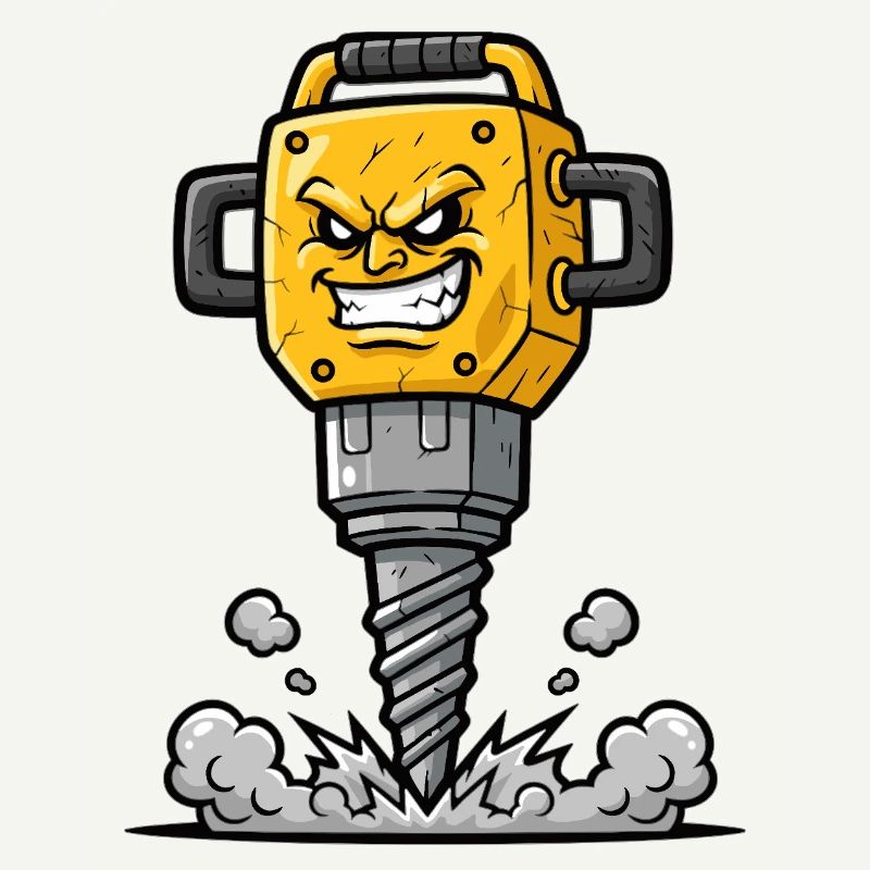 Dessin animé Drill en colère avec explosion