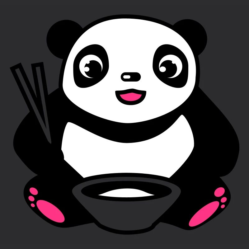 Bébé Panda à manger du riz avec des baguettes