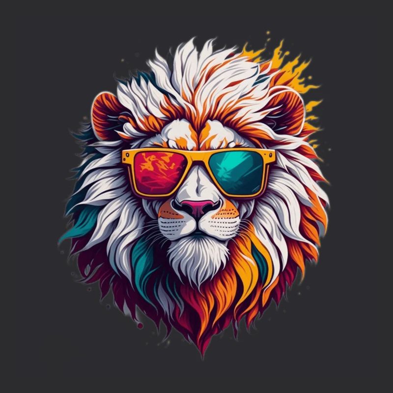 Lion à lunettes de soleil néon