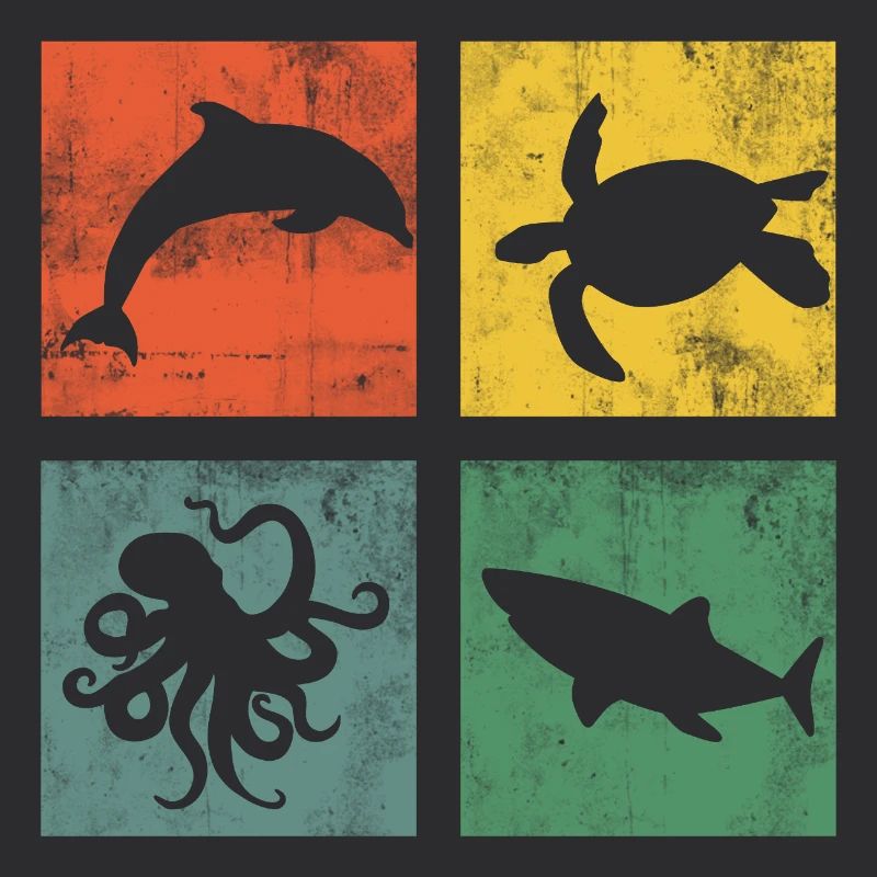 Marine Animals Ocean Dolphin Turtle Octopus