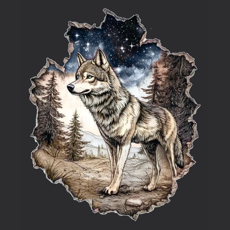 Wolf Starry Sky