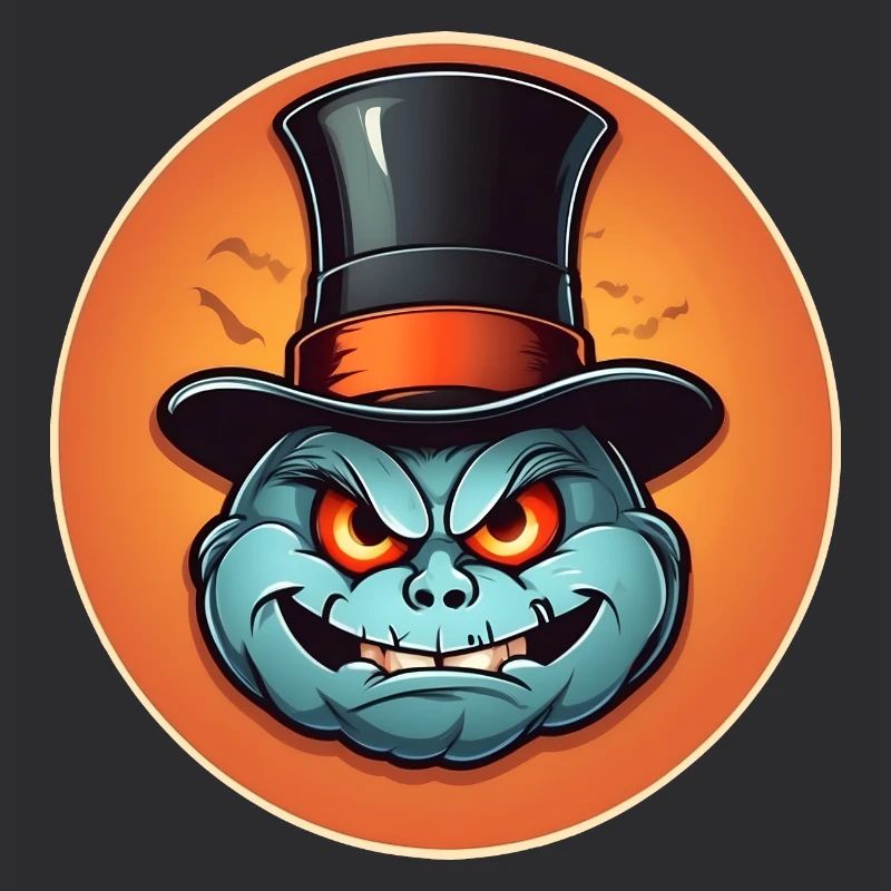 Funny grinning Halloween pumpkin with top hat