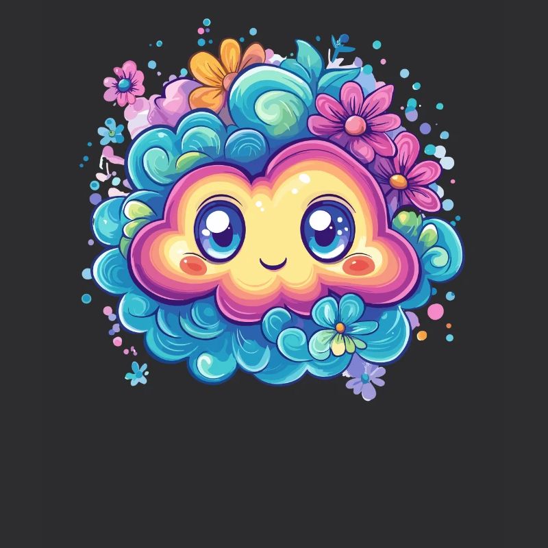 Nuage mignon avec des fleurs