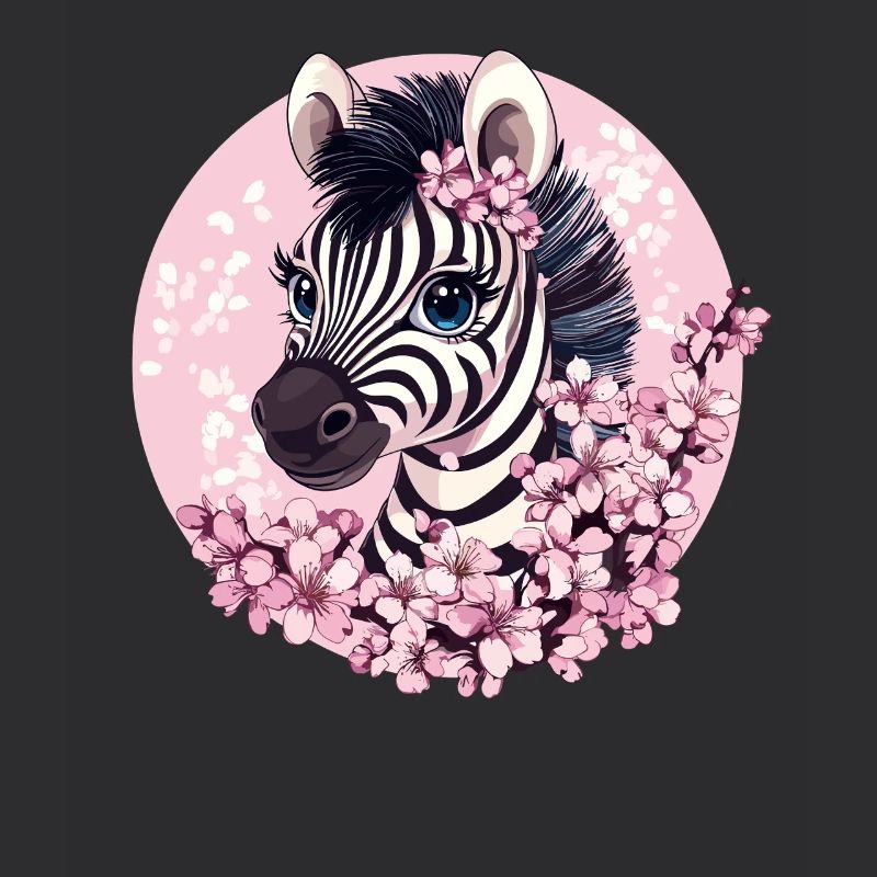Zebra with cherry blossoms