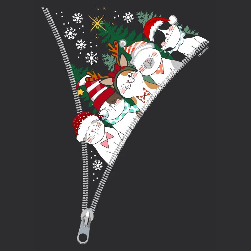 Noel fermeture éclair chats