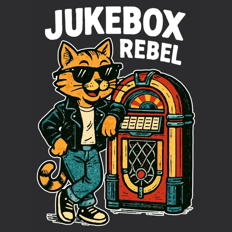 Jukebox Rebel: Coole Retro Katze im Comic Stil