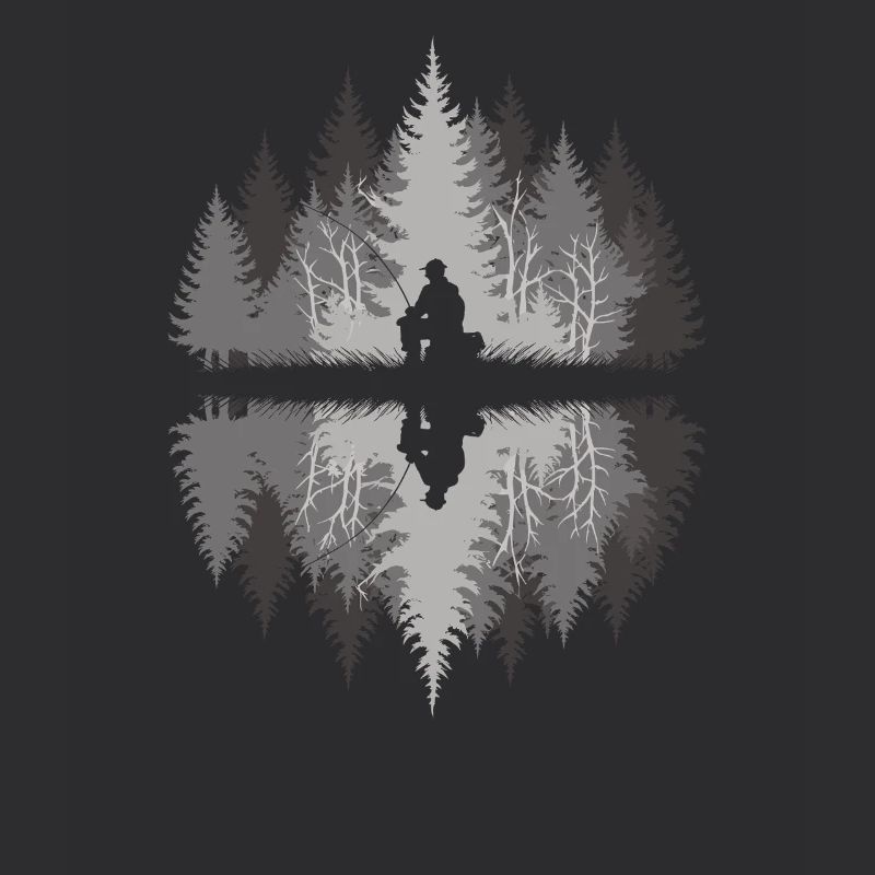 Angler im dunklen Wald