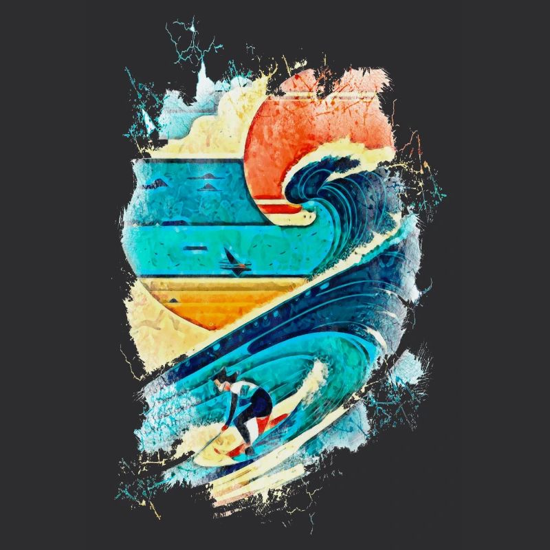 Surfer Illustration on the Wave - Fun Surf