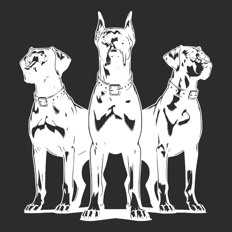 Three elegant vigilant guard dogs on post