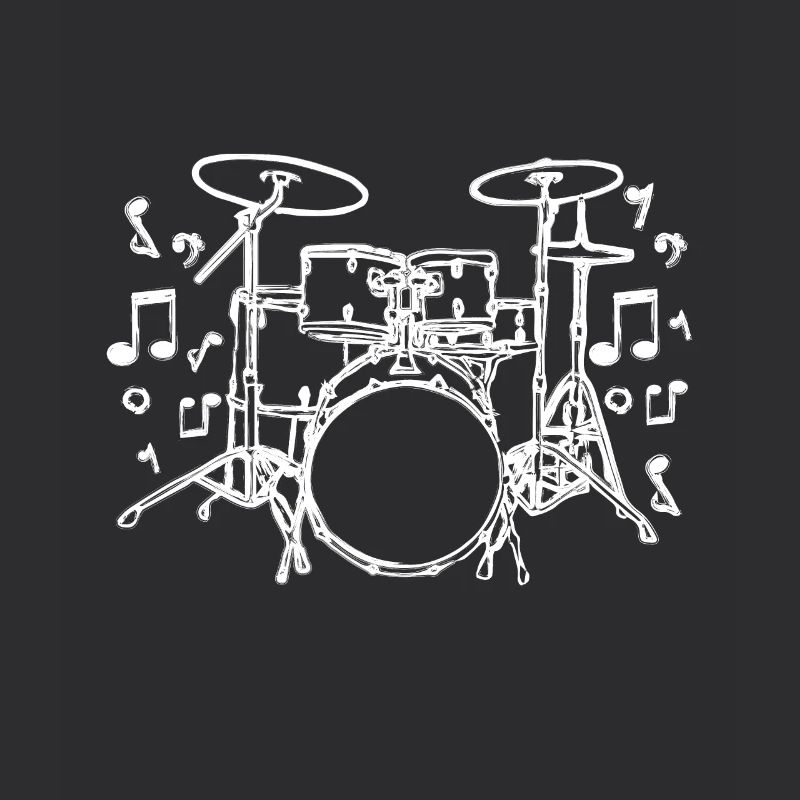Drawn painted drum set