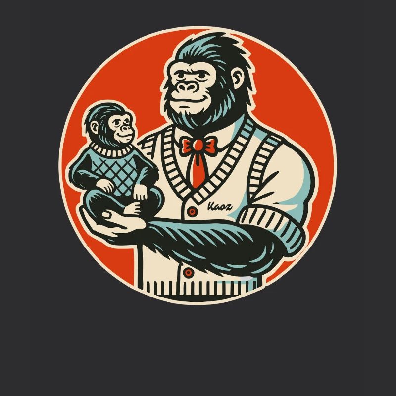 Papa gorille avec bébé