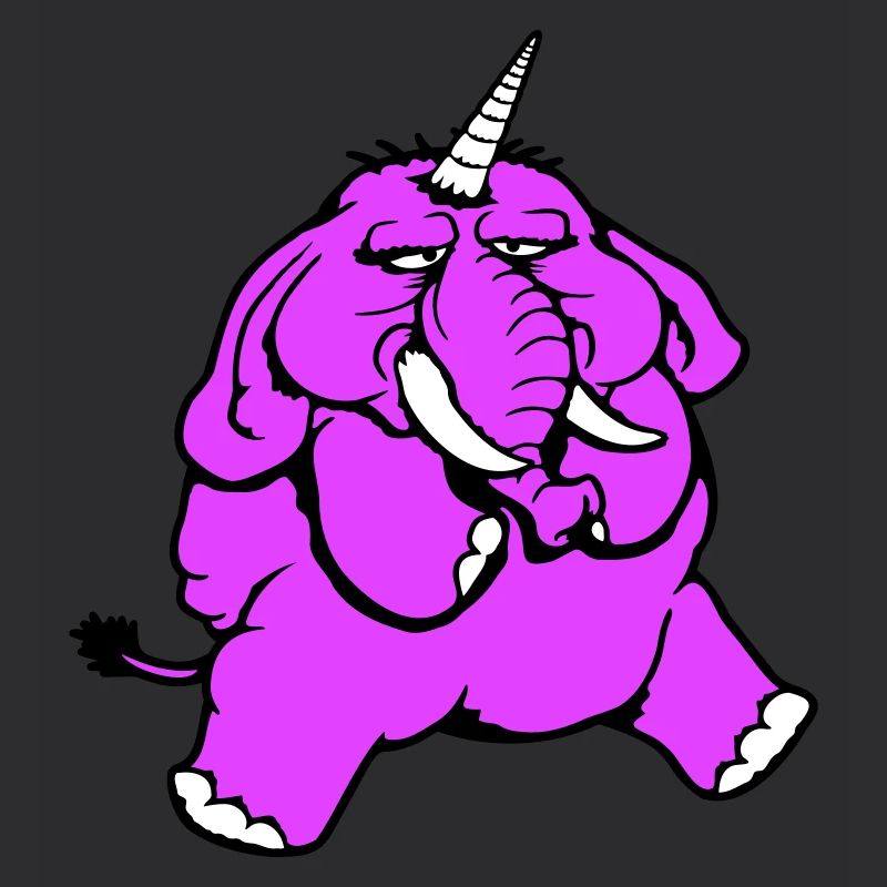Unicorn, elephant, bad-tempered, angry, sad