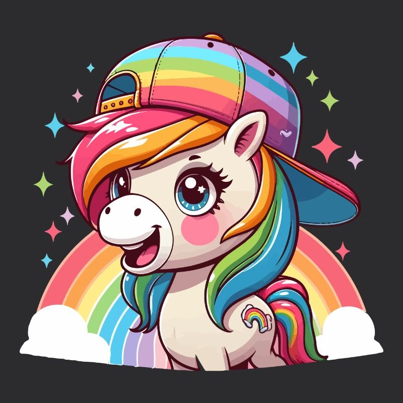 Cute Rainbow Pony with Cap
