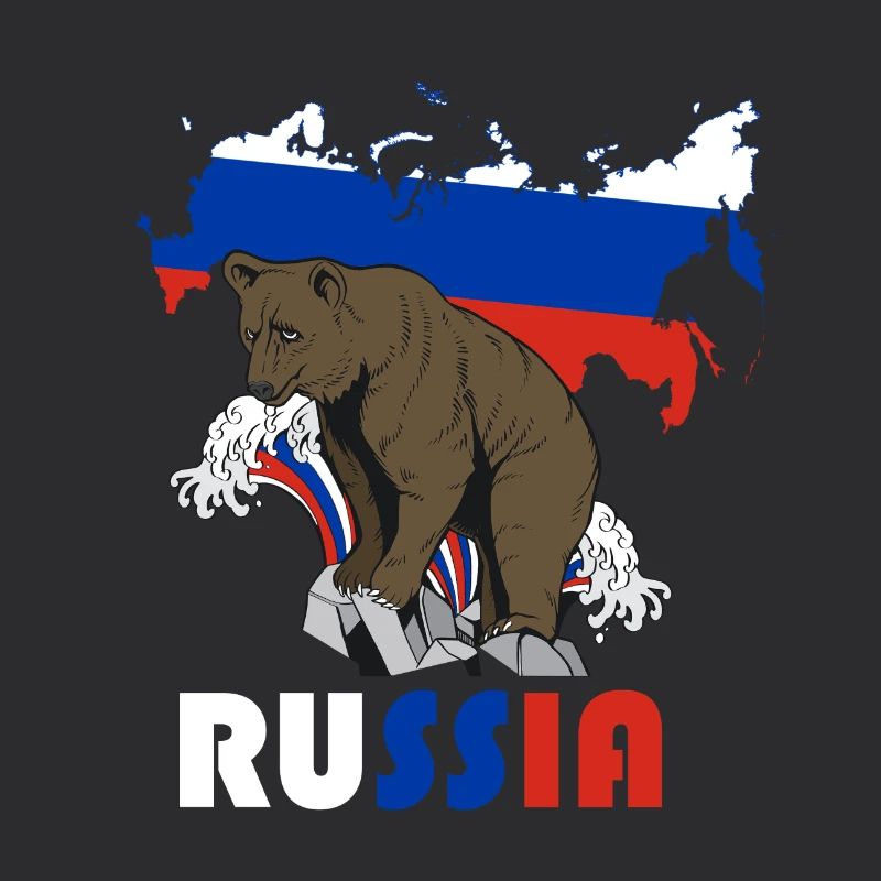 Russie conception de l’ours avec carte et drapeau