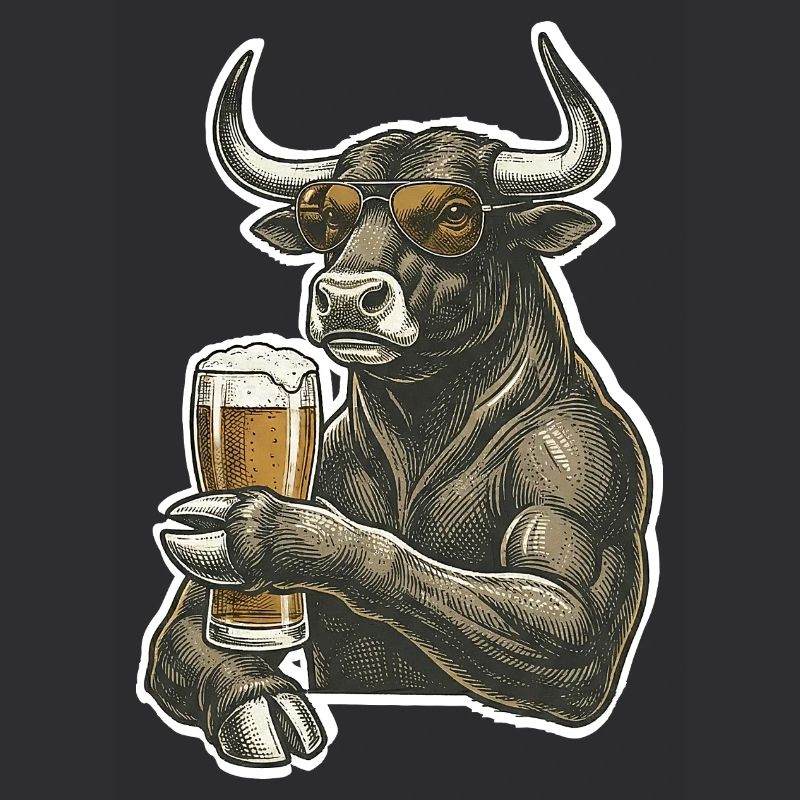 Cooler Stier Mit Bier