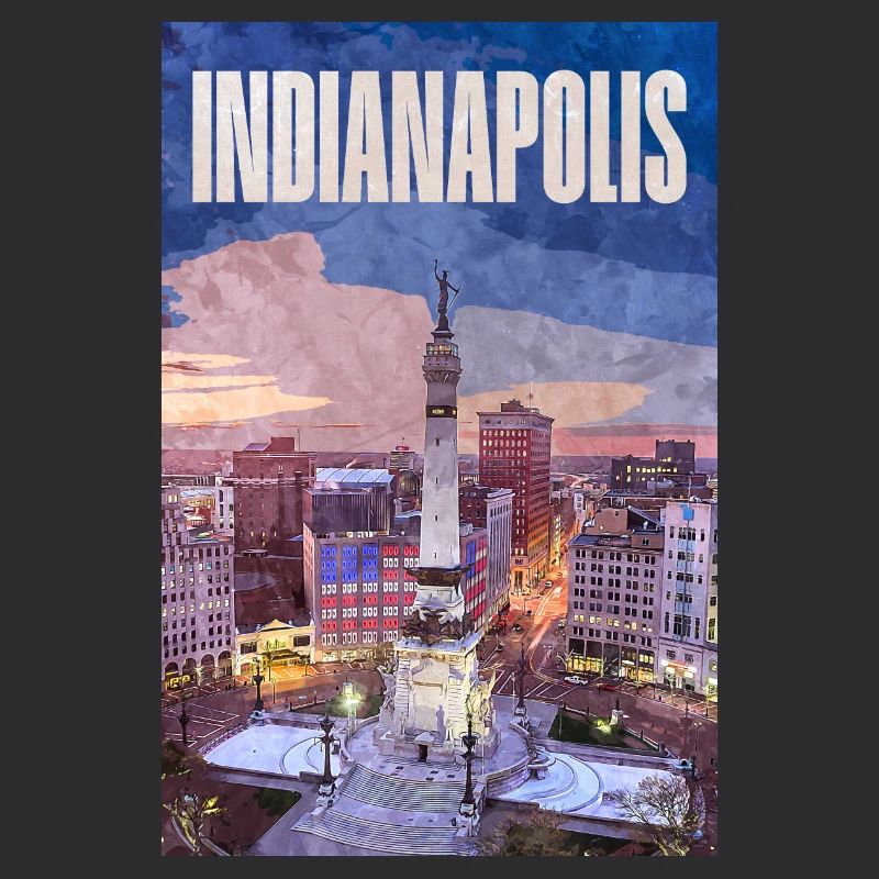 Indianapolis Skyline am Monument Circle