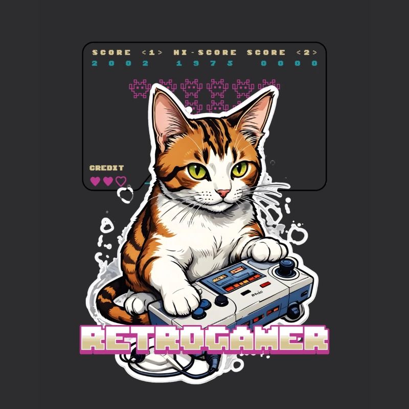 Retro Gaming Cat: Retrogamer with Controller