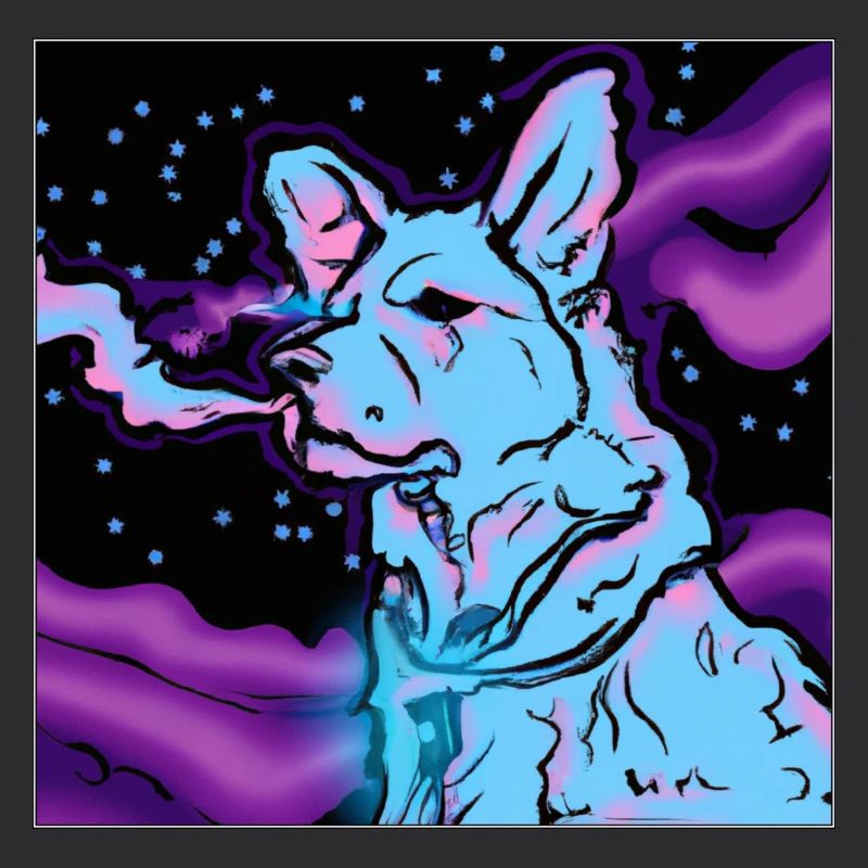 Vaping dog in space.