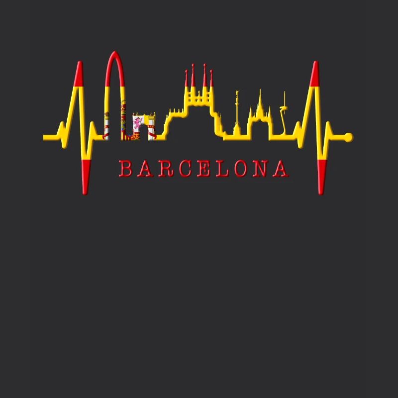 Barcelone Skyline Espagne Heartbeat Fan Barcelone