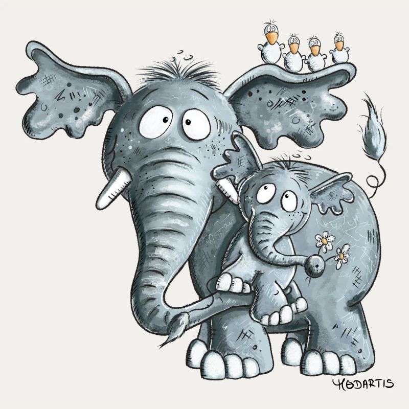 Maman éléphant et bébé éléphant