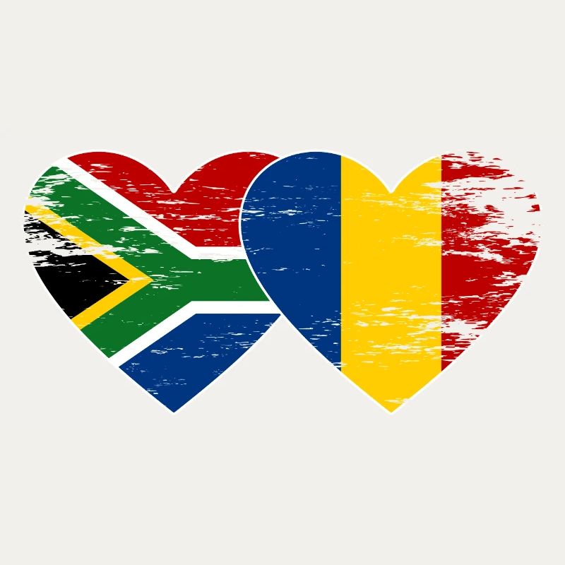 Afrique du Sud Tchad Drapeau Coeur Utilisé