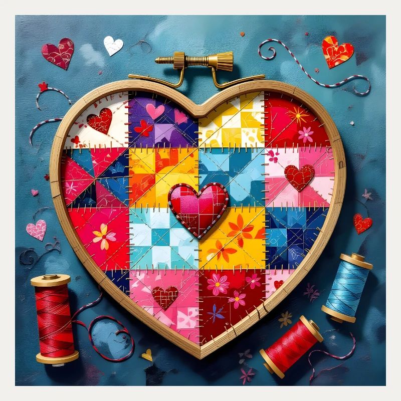 Patchwork Herz Quiltkunst
