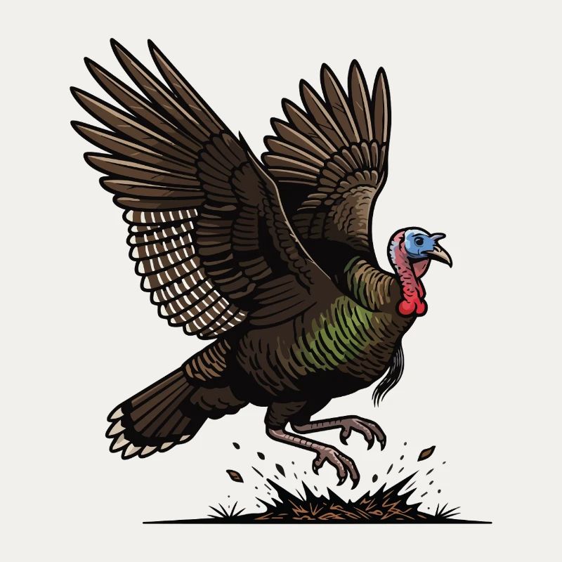 Wild Turkey in Flight Wilderness Forest