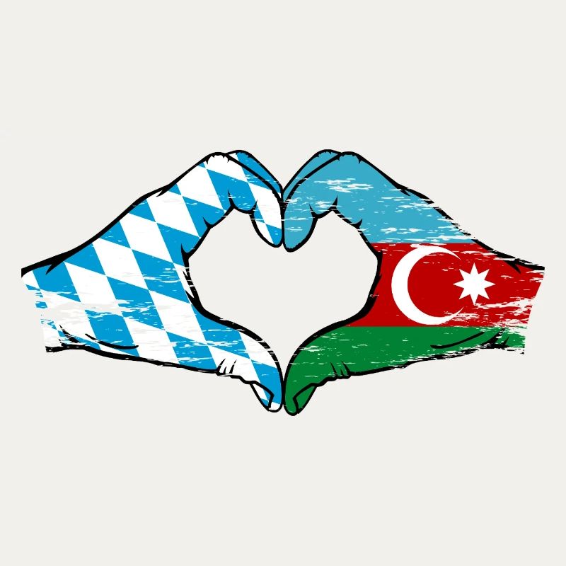 Bavière, Azerbaïdjan, Drapeau, Mains, Forme de coeur Utilisé