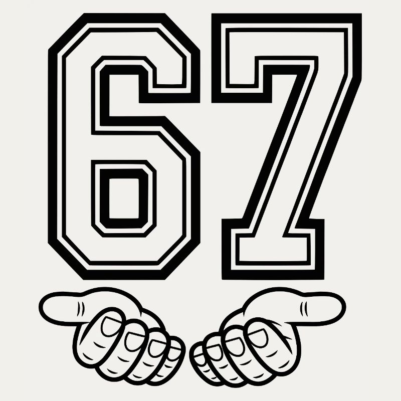 SIX SEVEN – 67 Nummer Meme im Retro Look