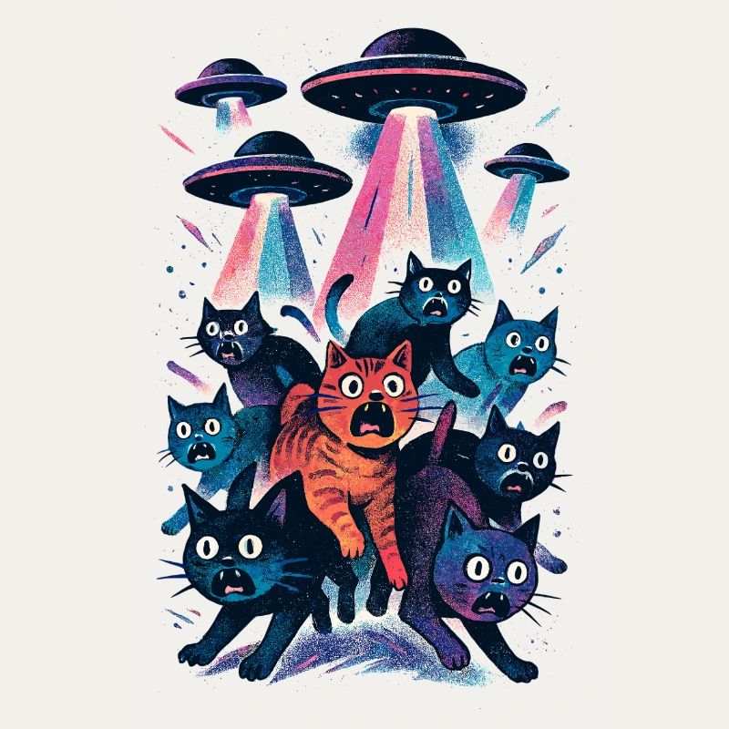 Alien UFOs UFO Cat Cats Beaming Gift