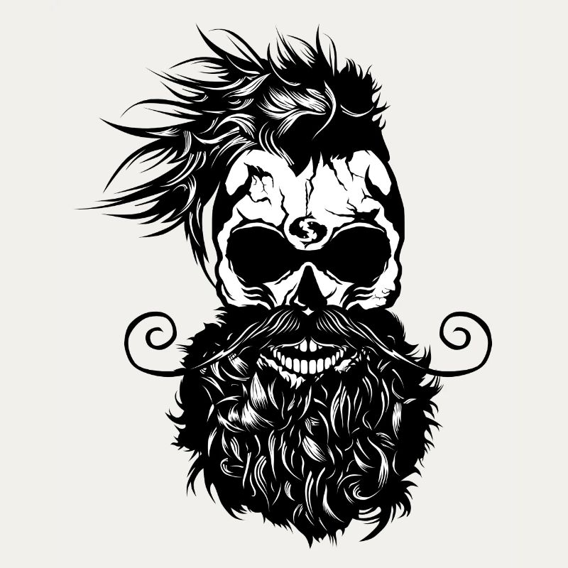 Kopf des Todes Hipster Schädel Bart Bart Schnurrbart s