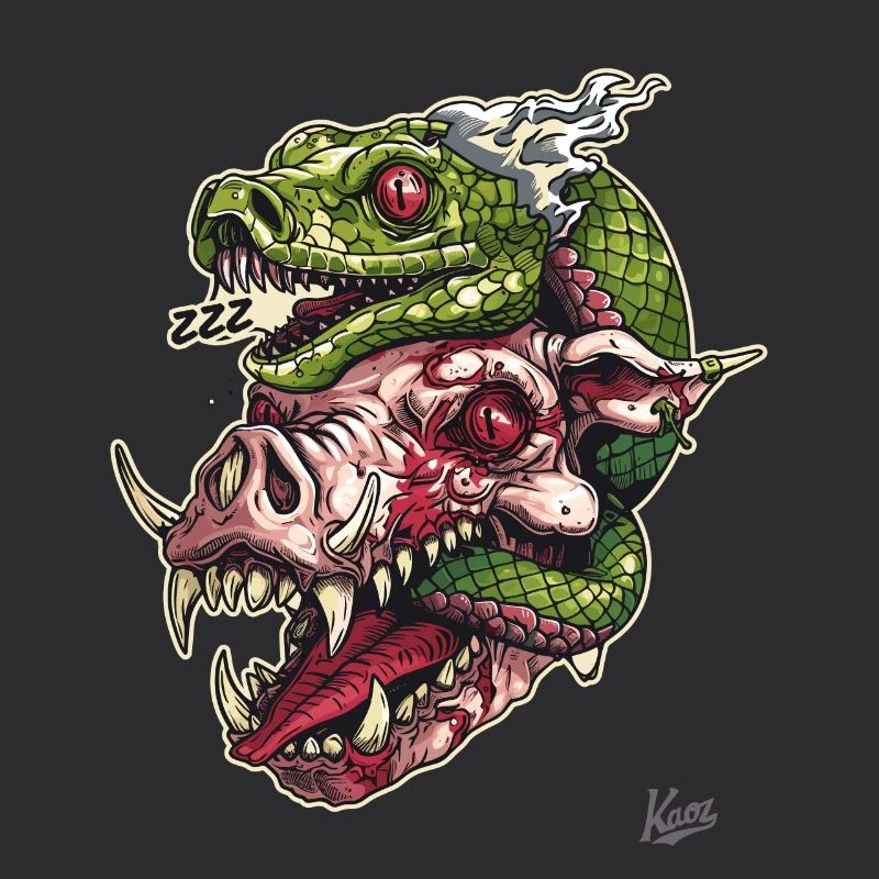 Crâne de serpent à tête de cochon zombie