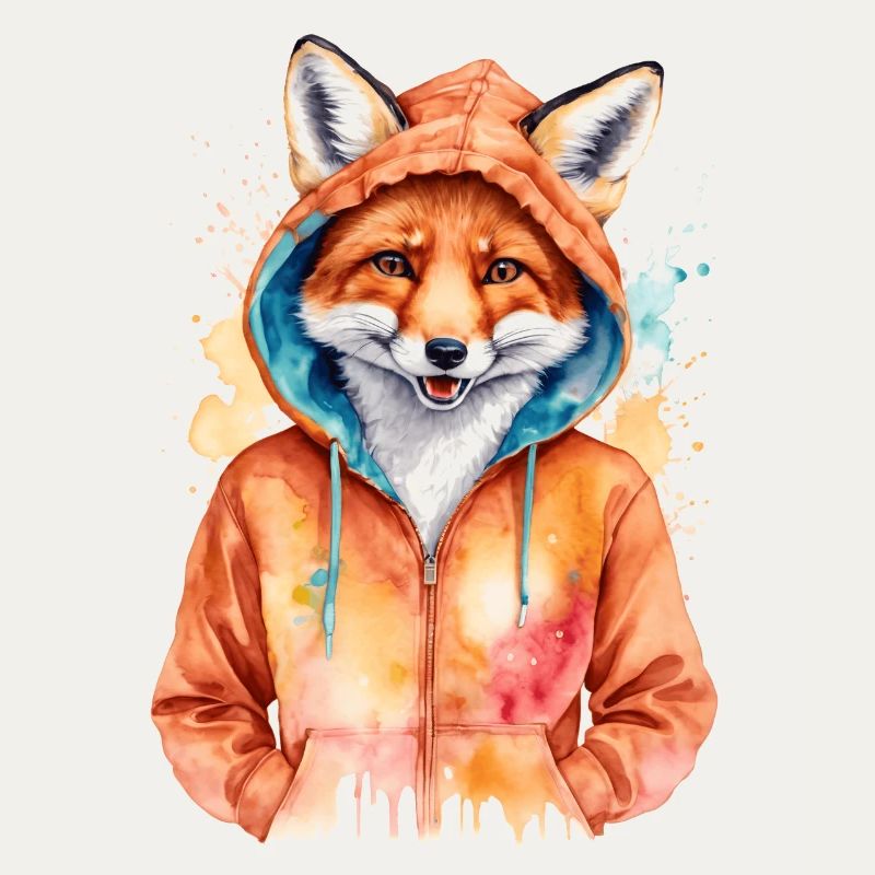 Sweat à capuche Fox Imprimé de conception d’animaux drôles colorés