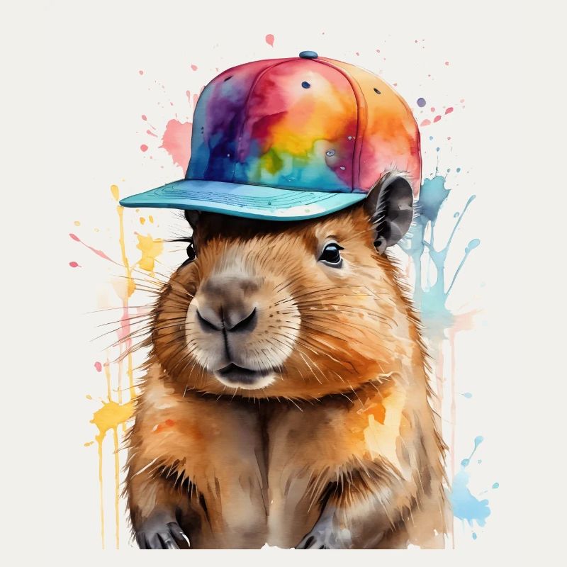 Capybara Snapback Cap Capy Bunt Tier Design Print