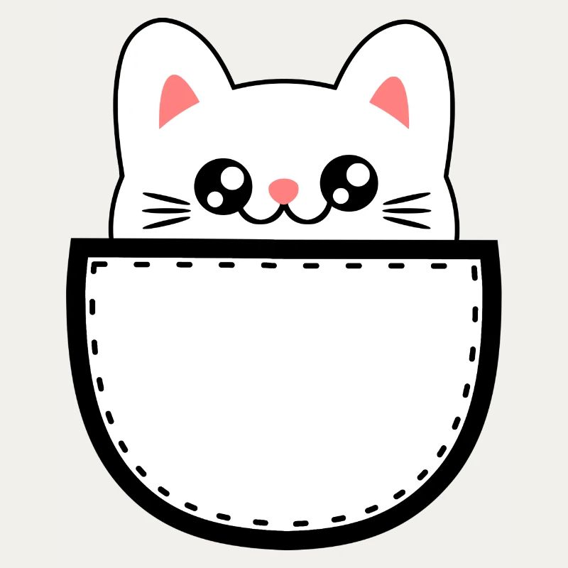 Chat doux Kawaii Chibi chat dans la poche de la poitrine