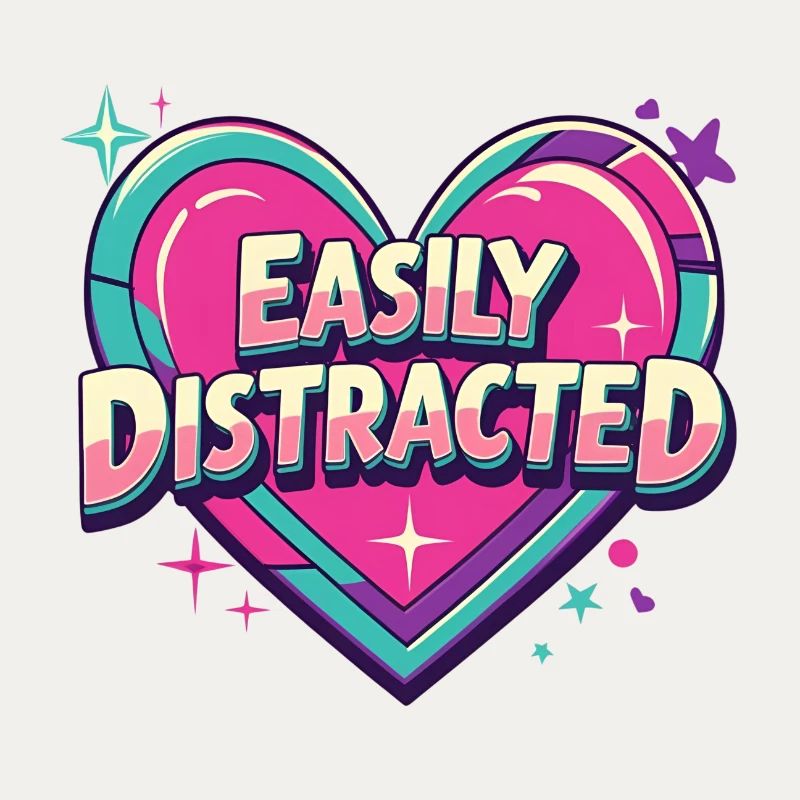 Facilement distrait - Conception de cœur rétro