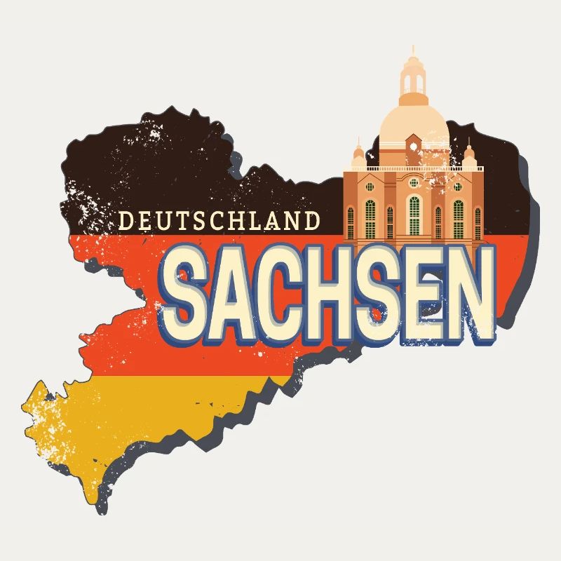 Saxony Germany Retro State Map